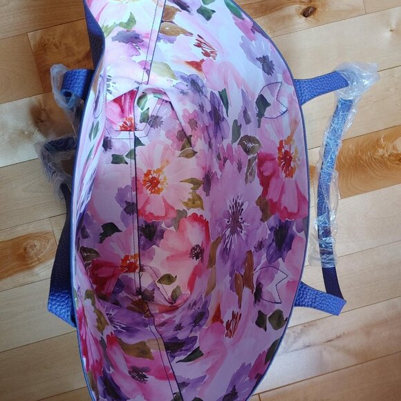***SOLD***PURPLE & FLORAL TOTE BAG - Picture 2 of 2